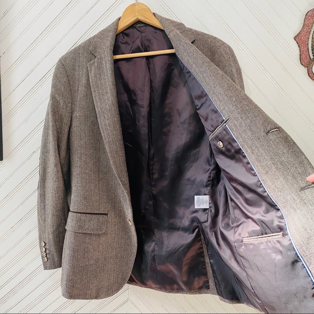 Tasso Elba Herringbone Padded Elbow Sports Coat - Picture 8 of 11